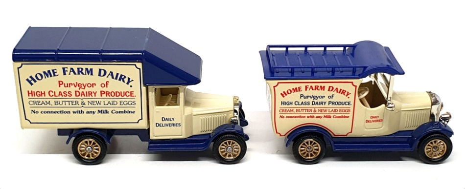 Lledo Promotions HF002 - 2 Piece Van Set "Home Farm Dairy" - Cream/Blue