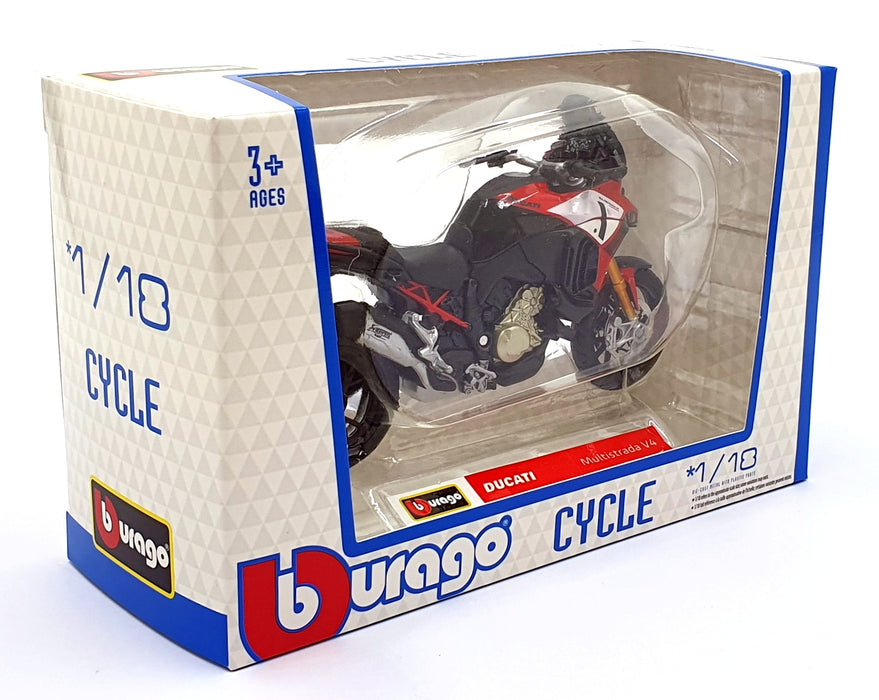 Burago 1/18 Scale 18-51089 - Ducati Multistrada V4 Motorbike - Red/Black