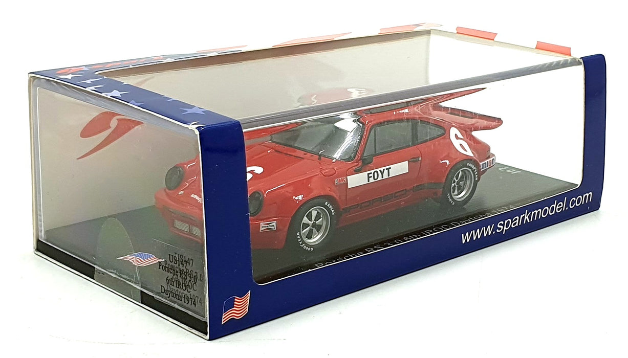 Spark 1/43 Scale US147 - Porsche RS 3.0 #6 6th IROC Daytona 1974