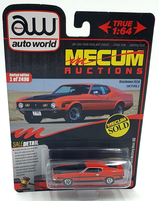Auto World 1/64 Scale AWSP159 - 1971 Ford Mustang Boss 351 - Red/Black