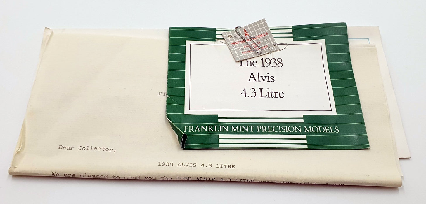 Franklin Mint 1/24 Scale B11PU51 - 1938 Alvis Roadster - Chrome/Green