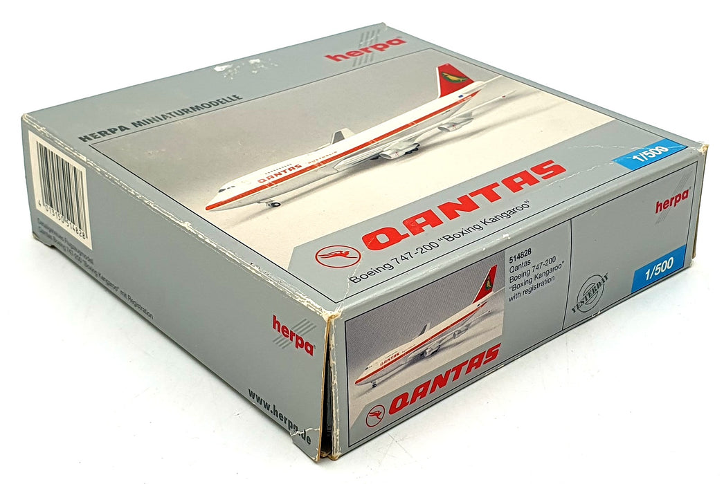 Herpa 1/500 Scale 514828 - Boeing 747-200 "Boxing Kangaroo" Qantas Aircraft