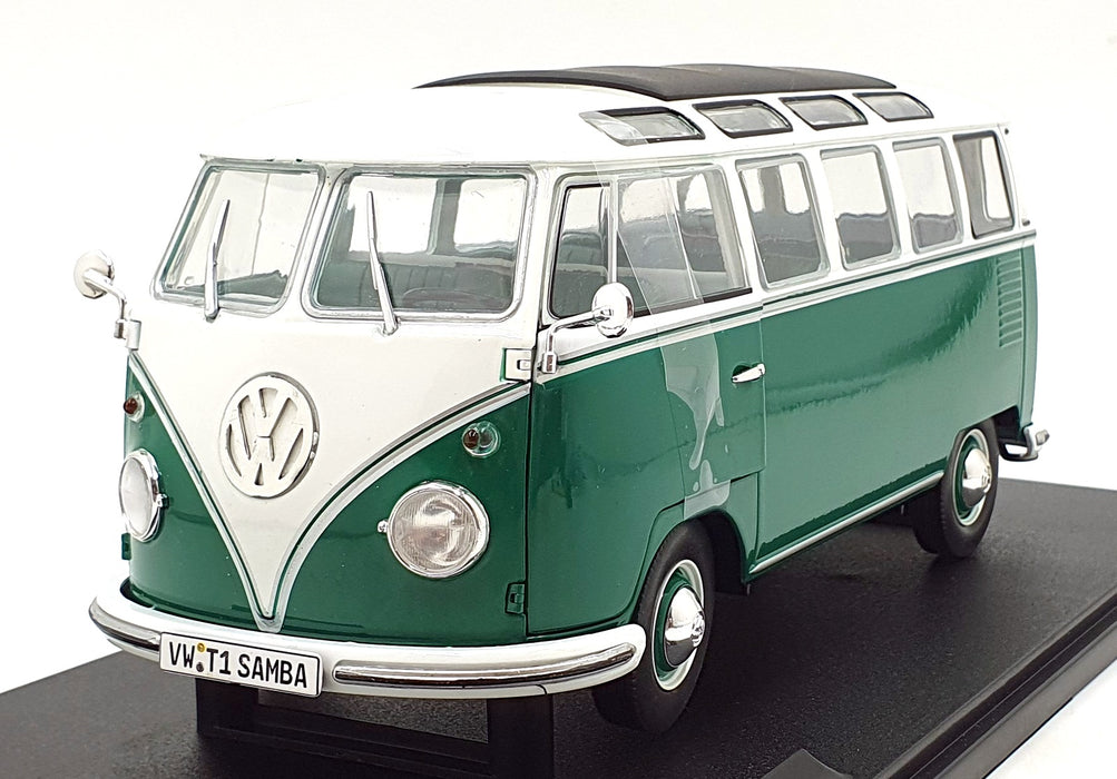 Solido 1/18 Scale Diecast S1813403 - 1962 Volkswagen T1 Samba - White/Green