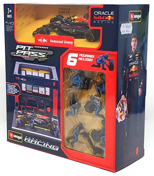Burago 1/43 Scale 18-38453 - F1 Red Bull MV1 Pit Pass Diorama 2024 Verstappen