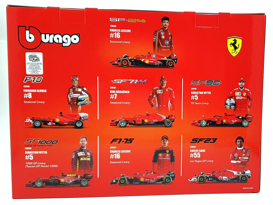 Burago 1/43 Scale 18-36864 - Ferrari Racing 7 Cars and Display Stand