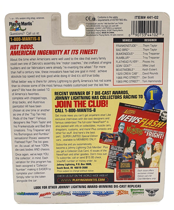 Johnny Lightning 1/64 Scale 441-02 Hot Rods Collector #34 Crew Cab - Gold