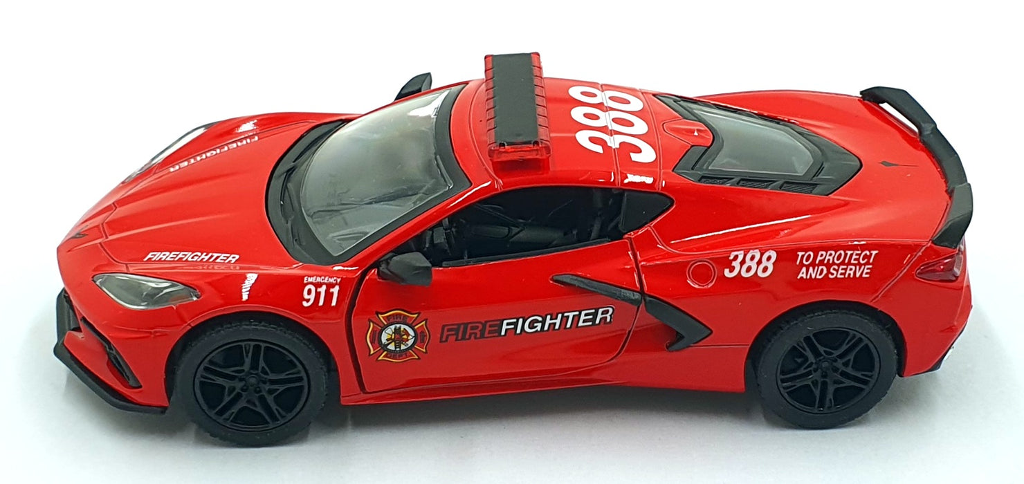 Kinsmart 1/36 Scale Pull Back & Go TY0109 - 2021 Corvette Fire Fighter Car - Red