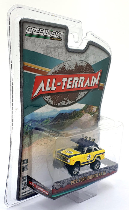 Greenlight 1/64 Scale 35090-B - 1972 Ford Brnco Baja #7 - Yellow