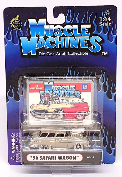 Muscle Machines 1/64 Scale 71161 03-11 - 1956 Pontiac Safari Wagon - Lt. Beige