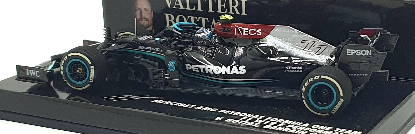 Minichamps 1/43 Scale 410 210177 - Mercedes-AMG F1 Team E #77 Bahrain GP 2021