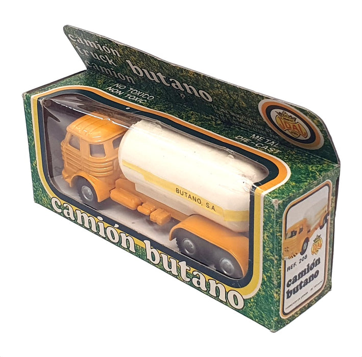 Joal Appx 15cm Long Diecast 208 - Camion Butano Tanker Truck - Yellow/White
