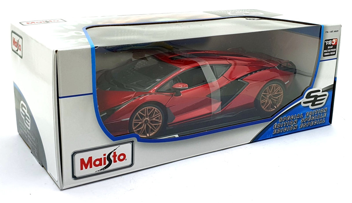 Maisto 1/18 Scale Diecast 46629 - Lamborghini Sian FKP 37 - Met. Red