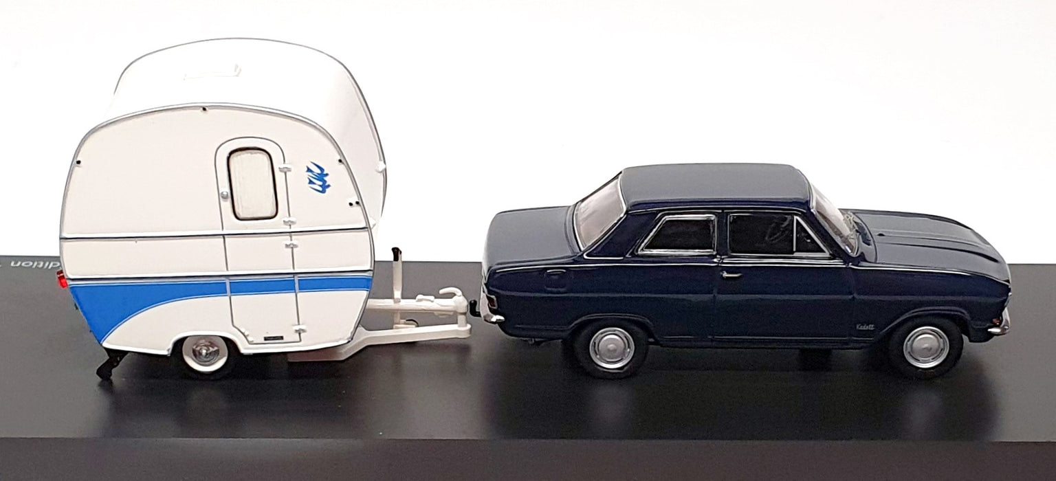 Schuco 1/43 Scale 45 029 4700 - Opel Kadett B With Caravan - Dk. Blue White