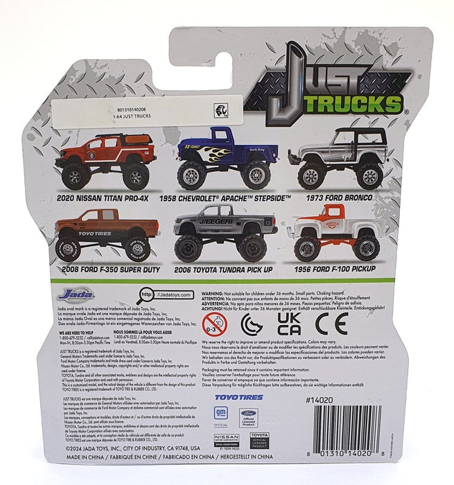 Jada Just Trucks 1/64 Scale 14020 - 1956 Ford F-100 Pick-Up - White/Orange