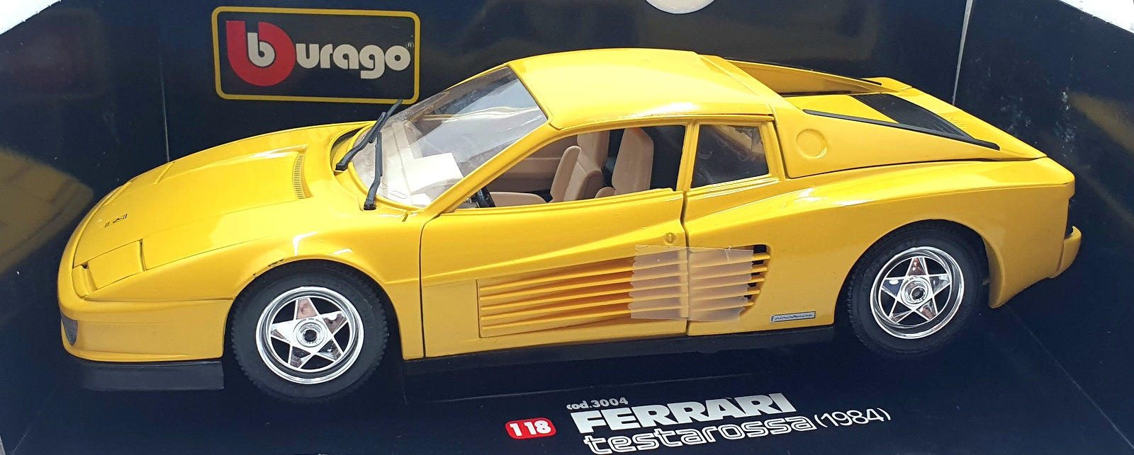 Burago 1/18 Scale Diecast 3004 - Ferrari Testarossa 1984 - Yellow