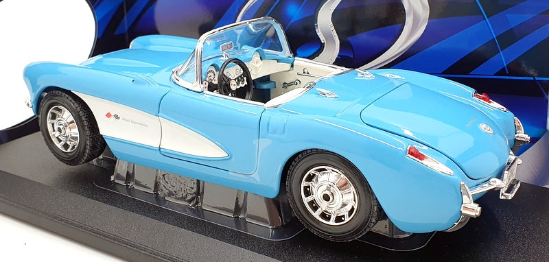 Maisto 1/18 Scale Diecast 31139 - 1957 Chevrolet Corvette - Blue/White