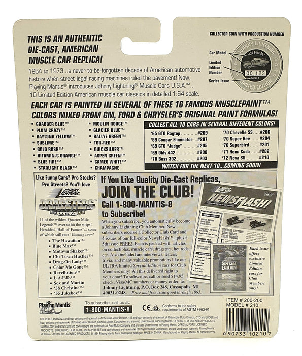 Johnny Lightning 1/64 Scale 200-200 Muscle Cars USA 1972 Chevrolet Nova SS White