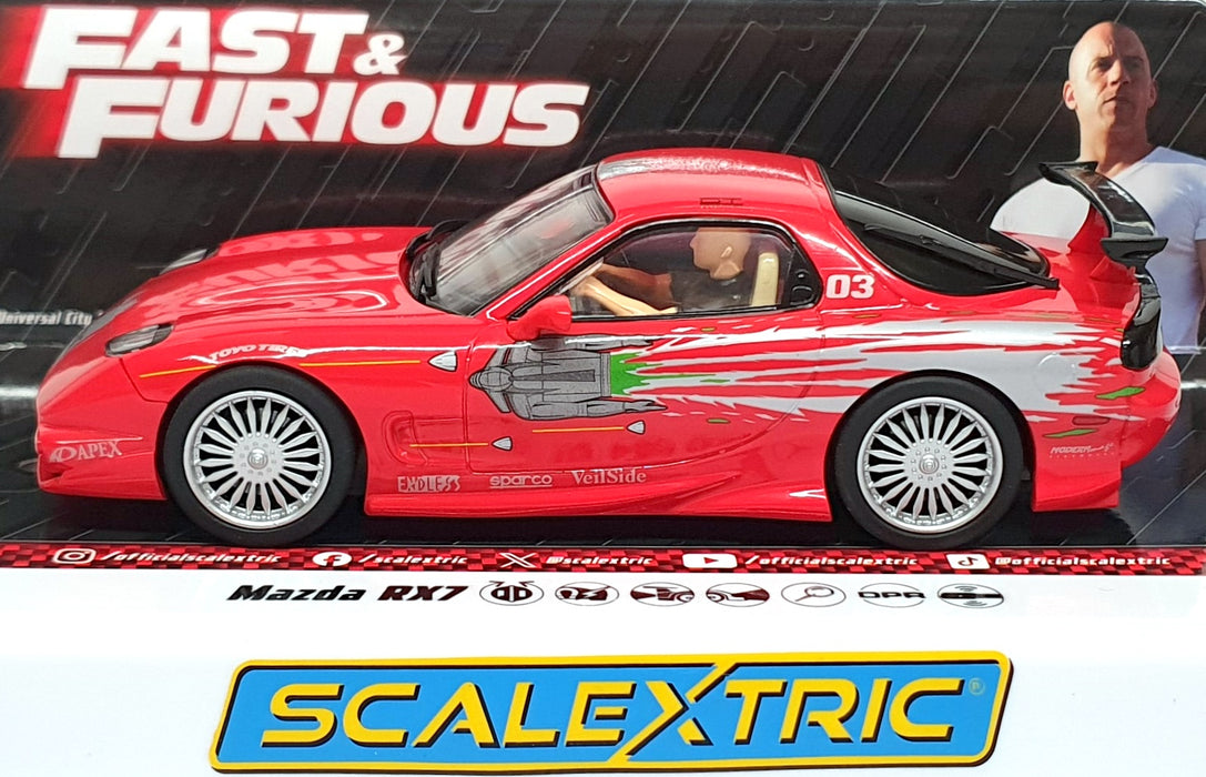 Scalextric 1/32 Scale Slotcar C4592 - Mazda RX7 Fast & Furious - Red