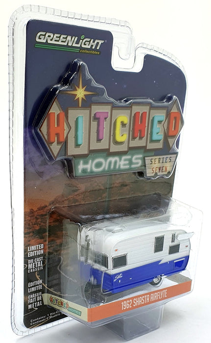 Greenlight 1/64 Scale 34070-F - 1962 Shasta Airflyte Trailer - White/Blue