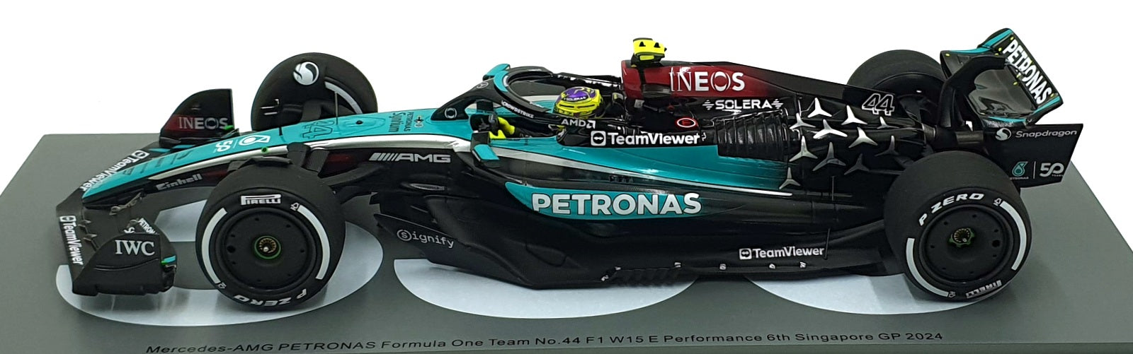 Spark 1/18 Scale 18S667 Mercedes AMG Petronas F1 #44 6th S'pore GP 2024 Hamilton