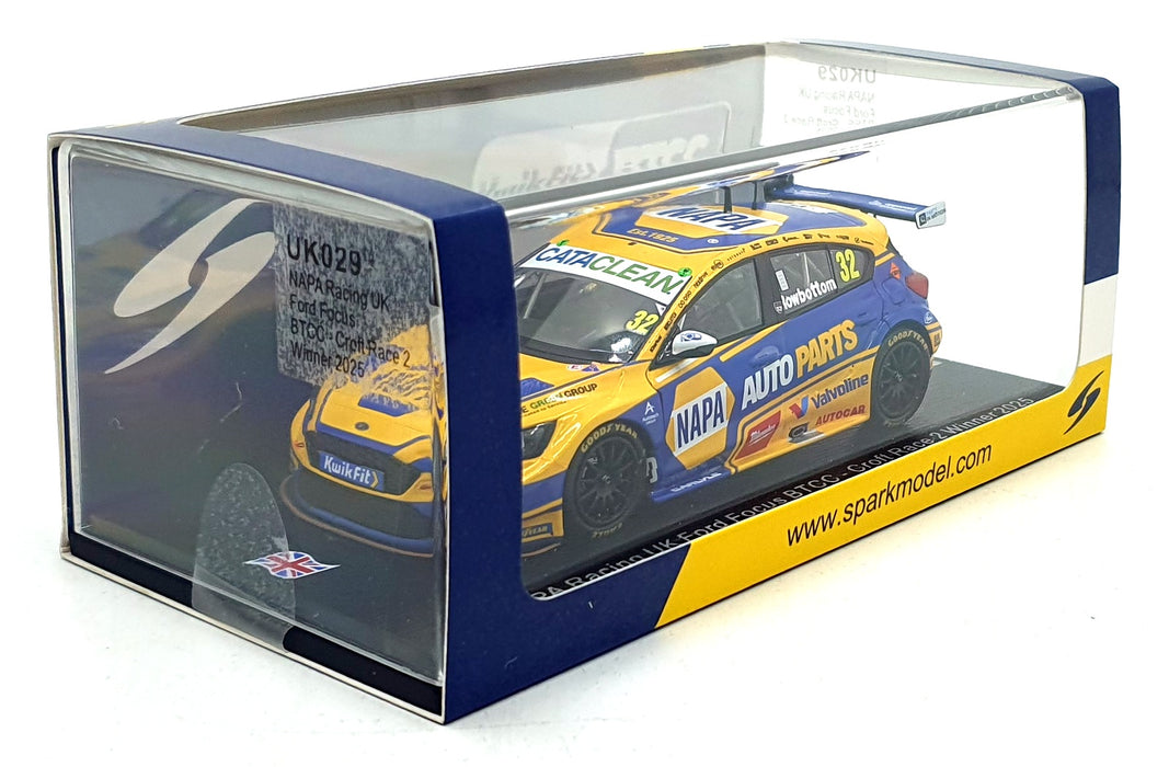 Spark 1/43 Scale UK029 NAPA Racing UK Ford Focus #32 BTCC 2025 Croft Race 2 1st