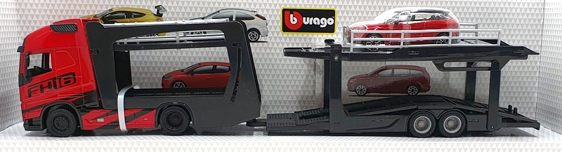 Burago 1/43 Scale 18-31456 Volvo Haulers Multicar Carrier Land Rover - Red