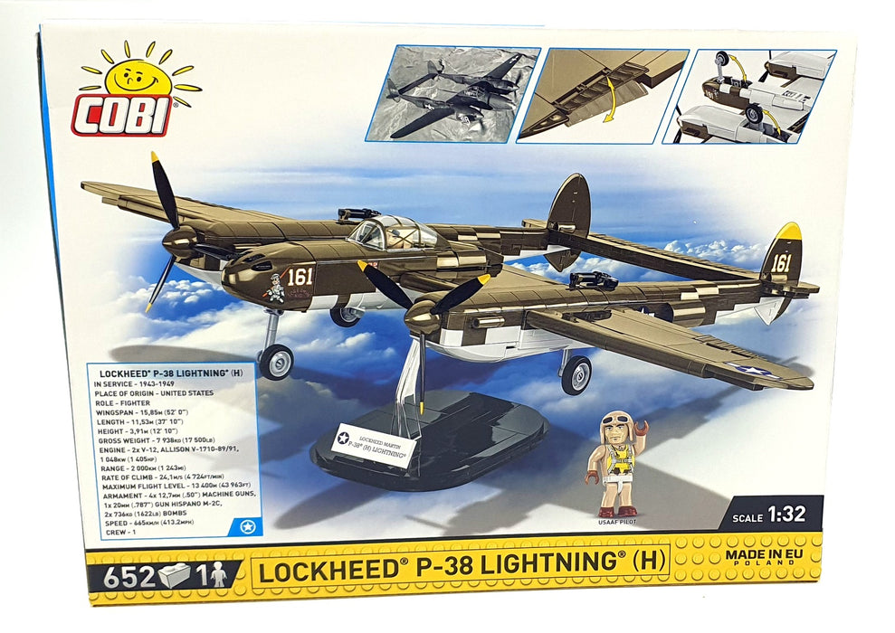 Cobi Bricks 1/32 Scale 5763 - Lockheed P-38 Lightning (H) Aircraft - USA