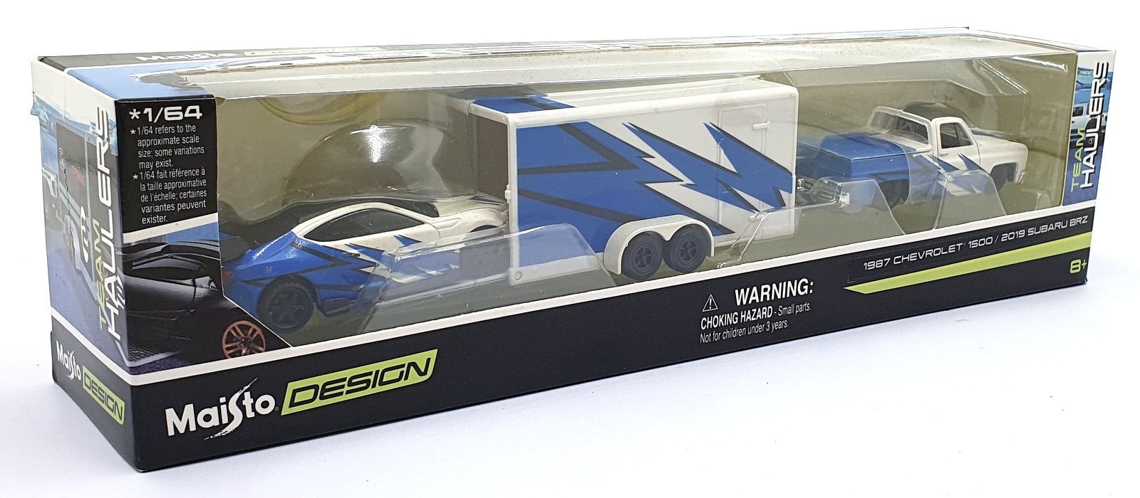 Maisto 1/64 Scale Diecast 11404 - 1987 Chevrolet 1500/2018 Subaru BRZ Blue/White