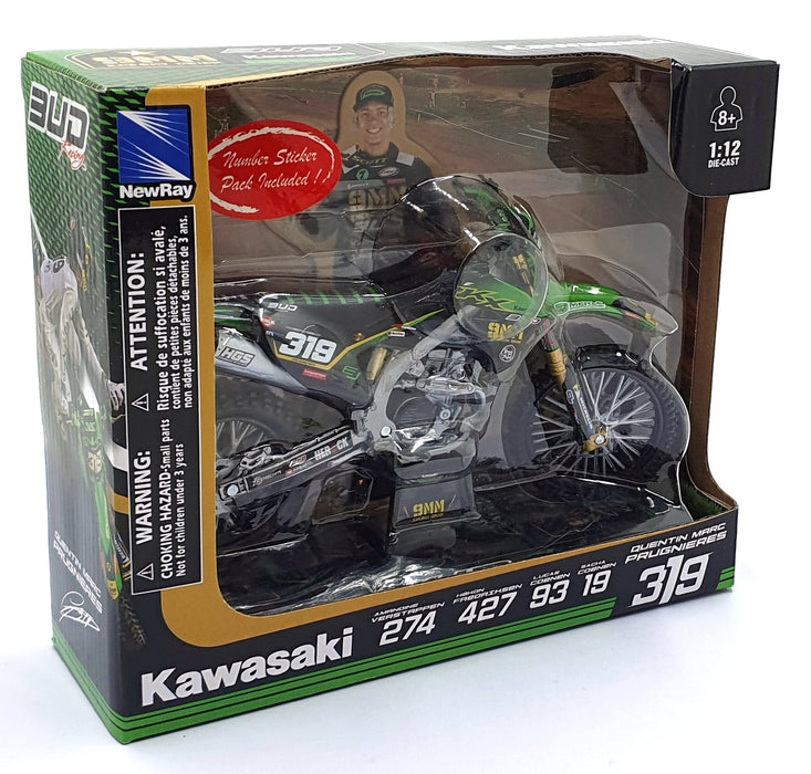 New Ray 1/12 Scale Diecast SS-58183 - Kawasaki KX #319 Bud Racing - Quentin Marc
