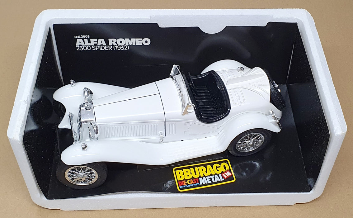 Burago 1/18 Scale Diecast 3008 - 1932 Alfa Romeo 2300 Spider - White