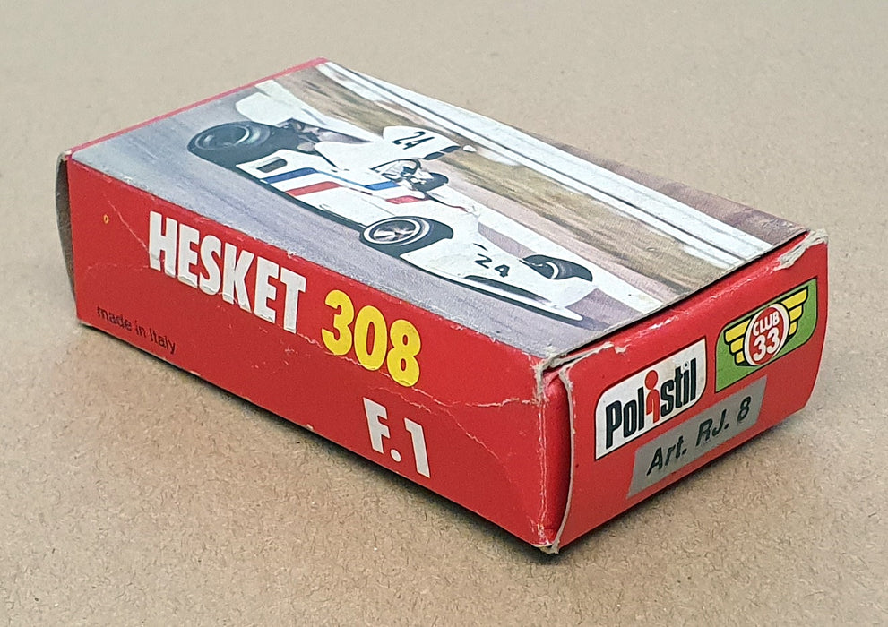 Polistil Appx 8cm Long Diecast RJ.8 - F1 Hesket 308 #24 - White/Blue/Red