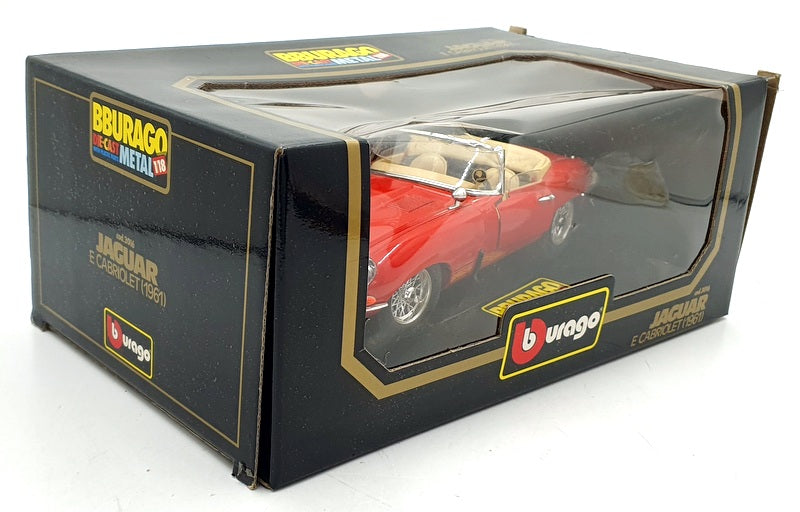 Burago 1/18 Scale Diecast 3016 - Jaguar E Type Cabriolet Red Roadster Red