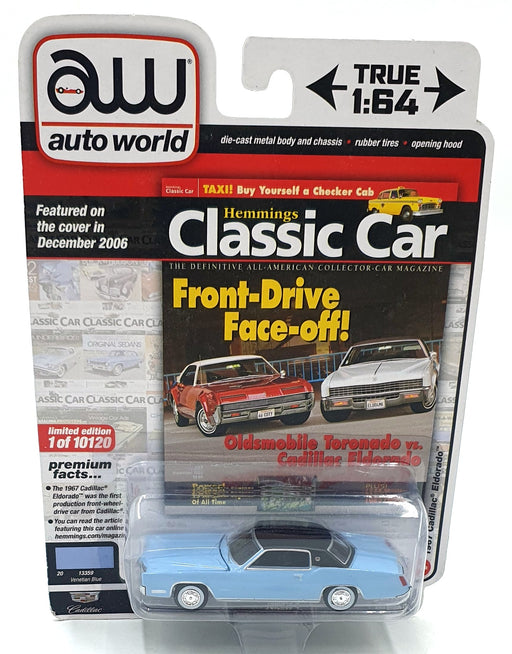Auto World 1/64 Scale AW64272 - 1967 Cadillac Eldorado - Light Blue