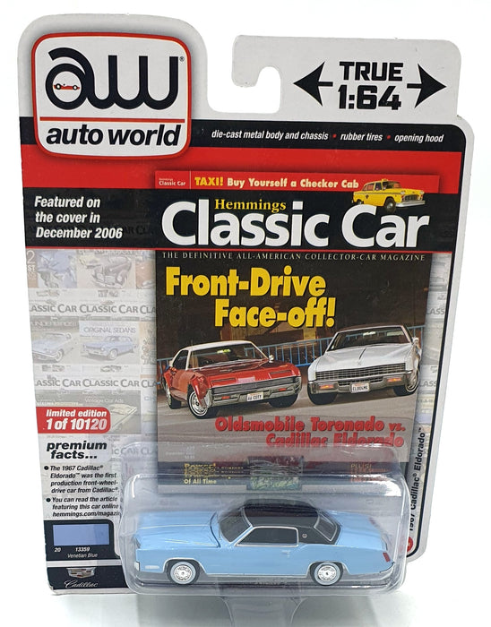 Auto World 1/64 Scale AW64272 - 1967 Cadillac Eldorado - Light Blue