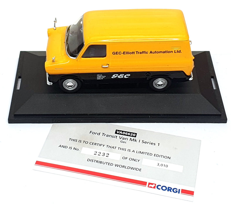 Vanguards 1/43 Scale VA06620 - Ford Transit Van Mk1 Series 1 GEC - Yellow/Black