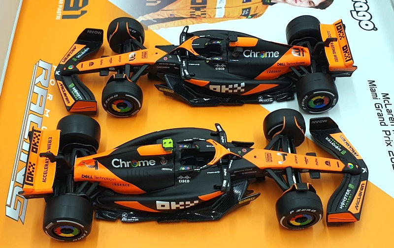 Burago 1/43 Scale 18-38109 McLaren F1 MCL38 Miami GP 2024 #4 #81 Norris Piastri