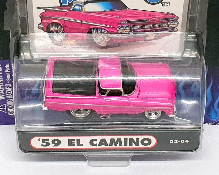 Muscle Machines 1/64 Scale 71161 02-04 - 1959 Chevy El Camino Truck - Dk. Pink