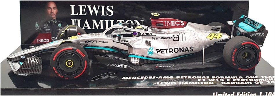 Minichamps 1/43 Scale 417 220144 - F1 Mercedes AMG Hamilton Bahrain GP 2022