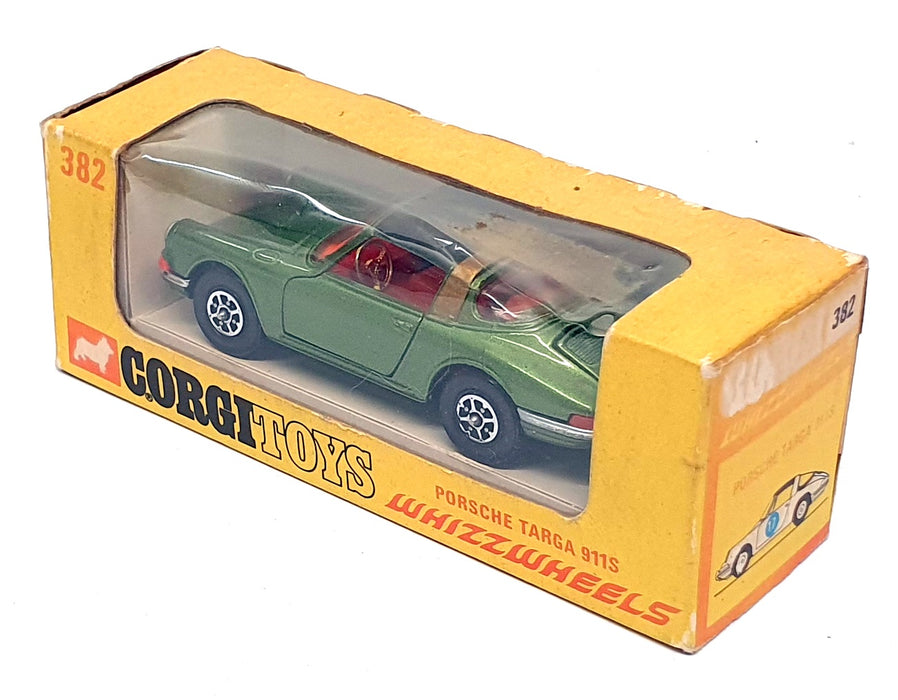 Corgi Toys 9cm Long Original Diecast 382 - Porsche Targa 911S - Met. Green