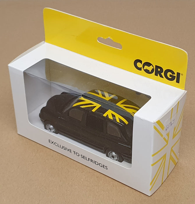 Corgi 12cm Long Diecast 61747 - London Taxi Cab Selfridges - Black/Yellow