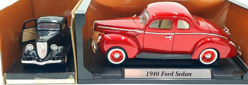 Motor Max 1/18-24 Scale 75152 - 1940 Ford Sedan Red - 1934 Ford Coupe Black