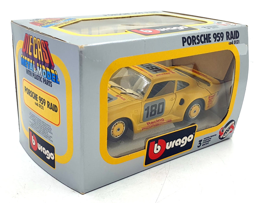 Burago 1/24 Scale Diecast 0121 - Porsche 959 Raid #180 - Yellow