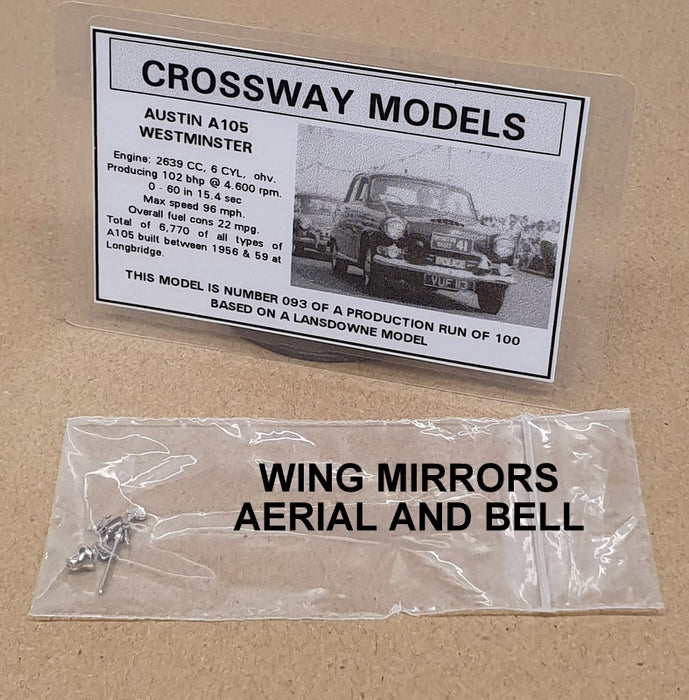 Lansdowne Crossway 1/43 Scale CS13 Austin A105 Westminster Brighton Police Black