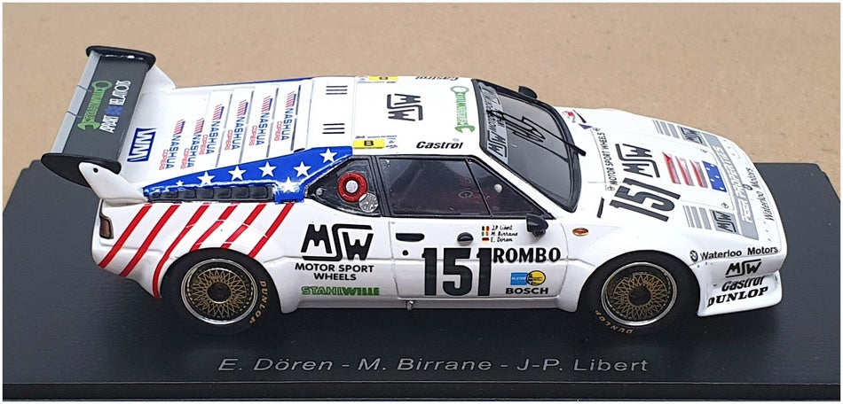 Spark 1/43 Scale Resin S1585 - BMW M1 #61 8th Le Mans 1982 - White - R