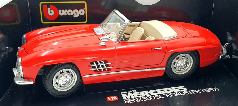 Burago 1/18 Scale Diecast 3023 - Mercedes-Benz 300SL Roadster 1957 - Red
