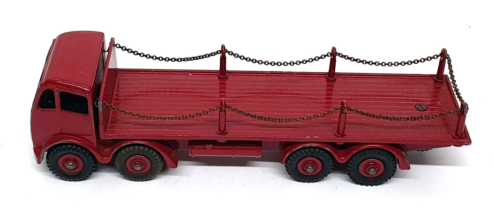 Dinky Toys Original Diecast 505 - Foden Flat Truck With Chains - Dk. Red
