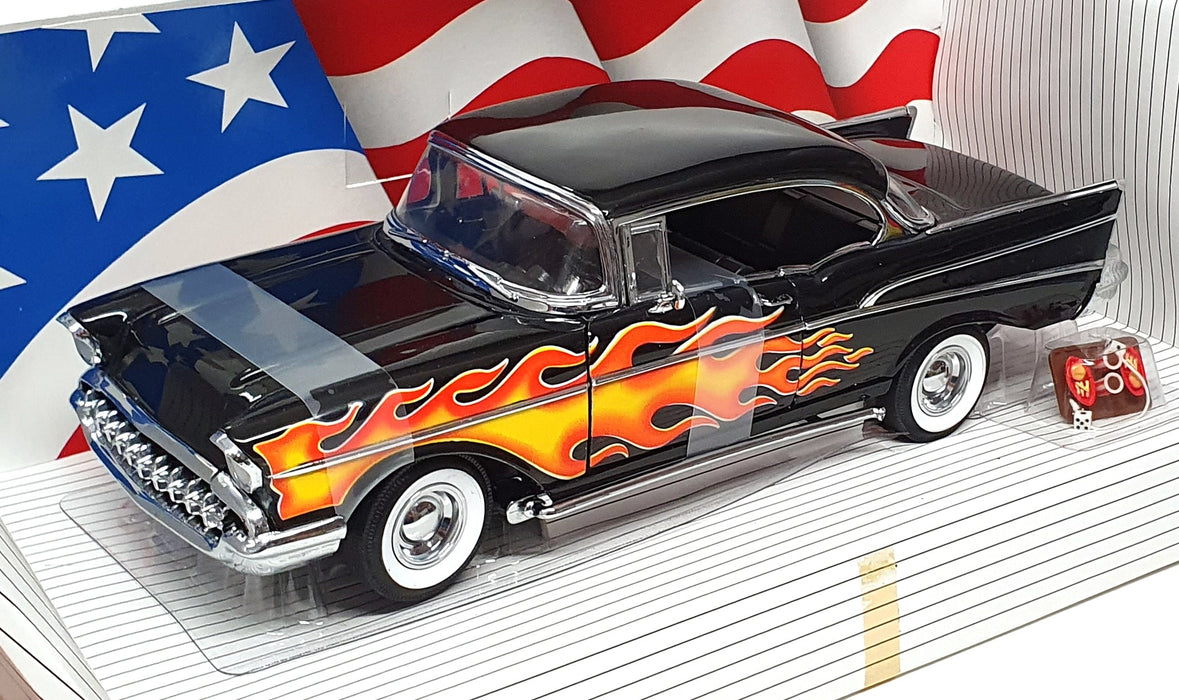 Ertl 1/18 Scale 7158 - Custom '57 Chevy Sport Coupe - Black With Flames