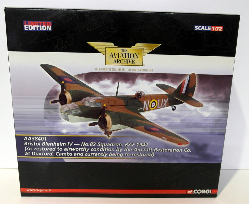 Corgi 1/72 Scale Diecast AA38401 Bristol Blenheim IV 82Sqn 1942 Duxford Restored