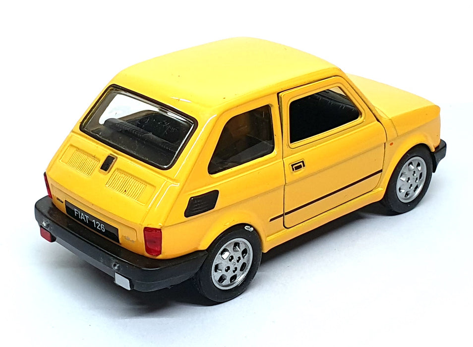 Welly 11cm Long Diecast 42372W - Fiat 126 Pull Back & Go - Yellow