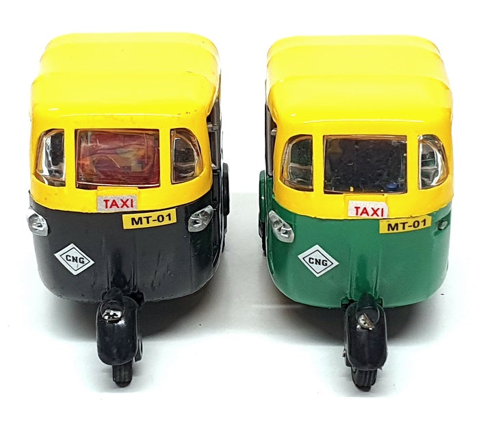 Min Toy Appx 11cm Long Pull Back & Go MT-01 - 2x Tuk Tuk Indian Taxi